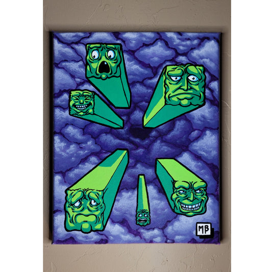 "The Voyage of the Long Green Blocks" Acrylic on canvas 11x14