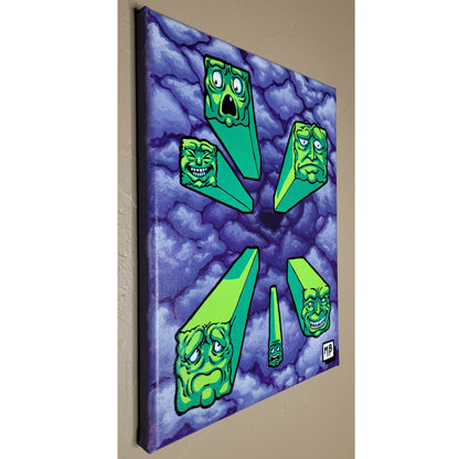 "The Voyage of the Long Green Blocks" Acrylic on canvas 11x14